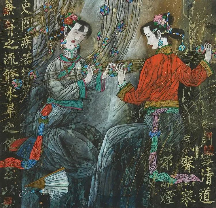 柔美多姿，仪态万方——著名画家徐惠泉以工笔重彩将东方女性的美跃然纸上