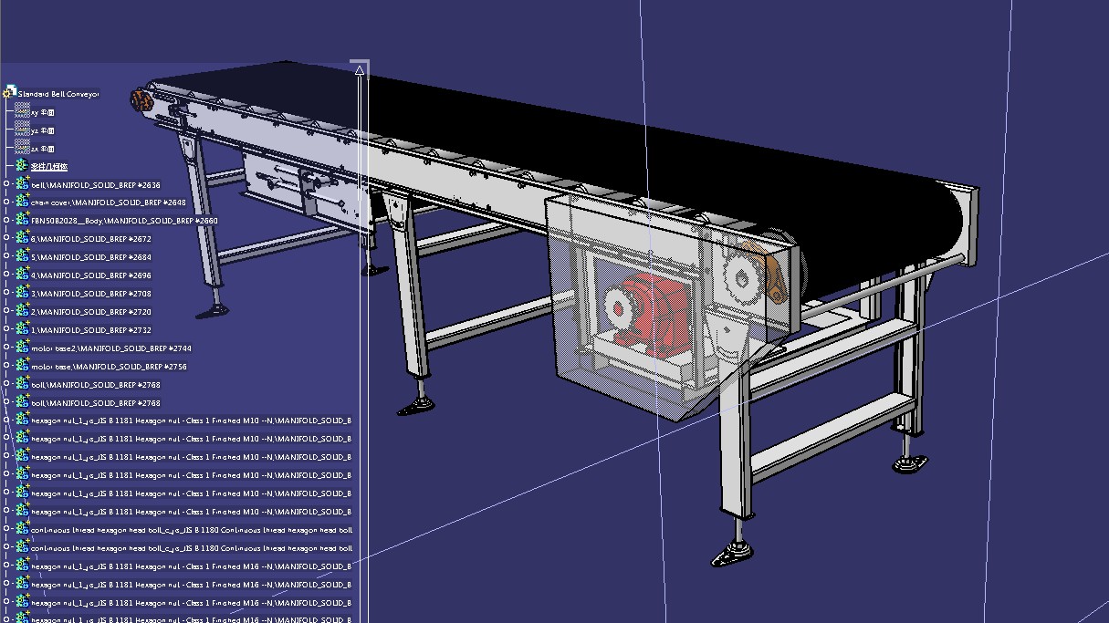 Standard Belt Conveyor标准带式输送机3D图纸 CATIA 附STP IGS KerYi