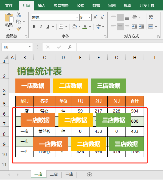 Excel表格的创意+个性：漂亮的可切换式的卡片销售统计表