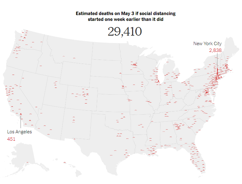 美研究人员：若提前两周“封城”，美国54000人本