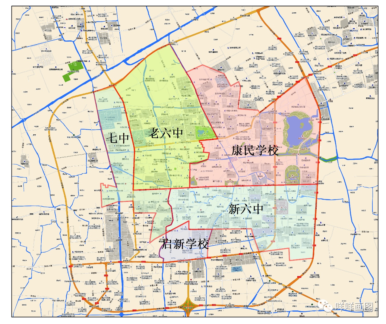 桐乡市学区地图（2020年）