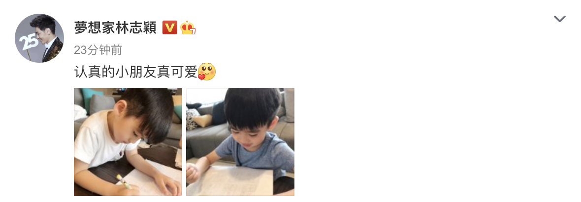 林志穎曬4歲雙胞胎兒子學漢字，雙子星寫複雜的繁體字，字跡工整