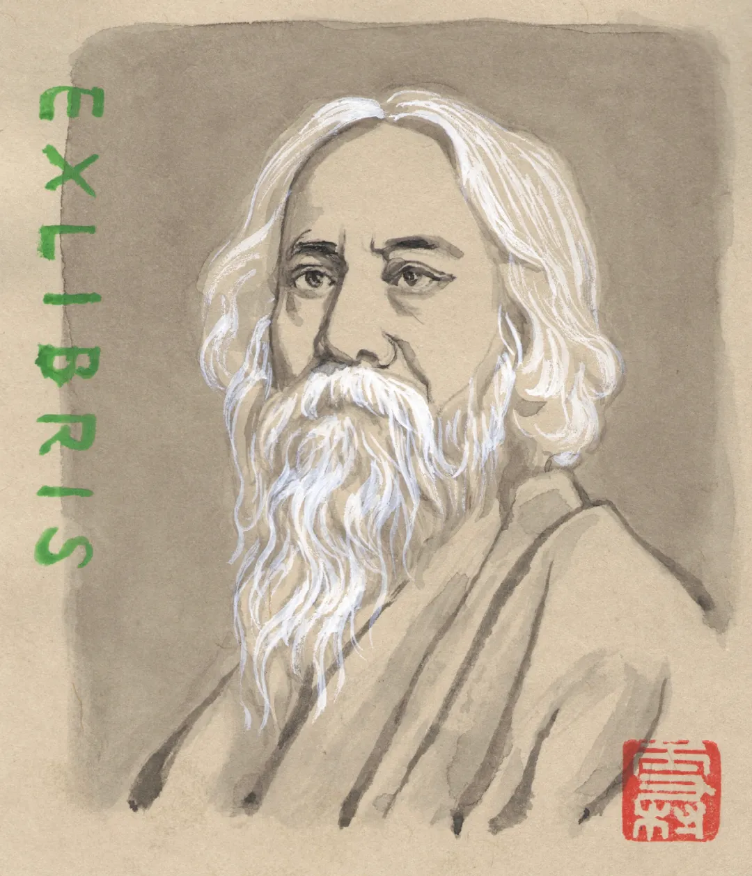 清新淡雅 浓浓书香:罗雪村手绘藏书票欣赏
