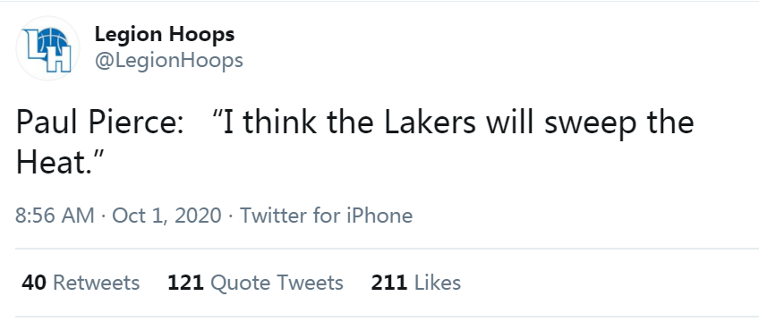 新毒奶來了？Pierce長嘆一口氣後預測冠軍賽：湖人4-0橫掃熱火！-黑特籃球-NBA新聞影音圖片分享社區