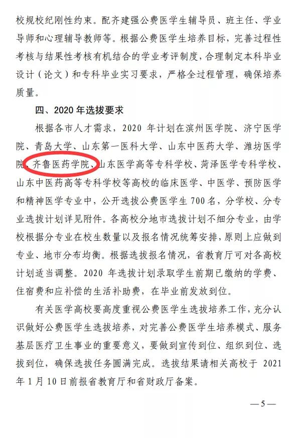 齐鲁医药学院-喜讯！我院入选公费医学生选拔培养单位