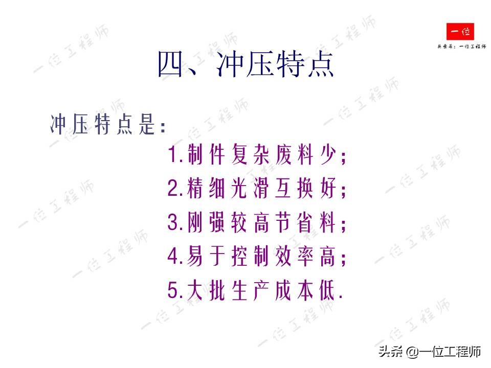 冲压成型特点，冲压的分类和基本工序，61页内容介绍冲压成型