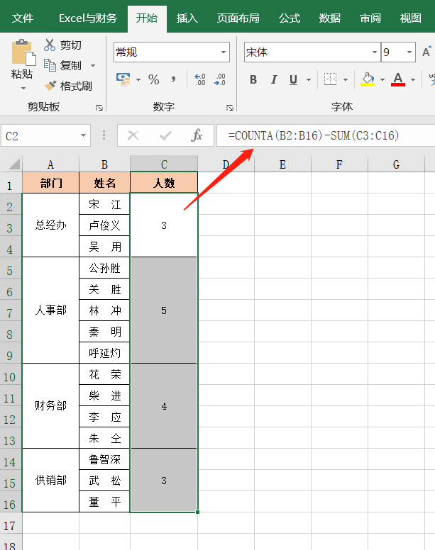 Excel合并单元格汇总求和、计数，一个公式搞定，直接套用