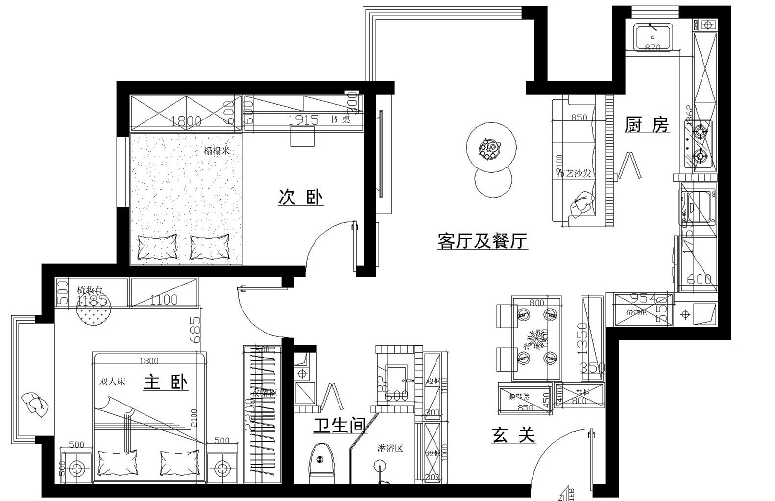 80平精美两居不放过每平米，装出大户型的通透感，很让人羡慕