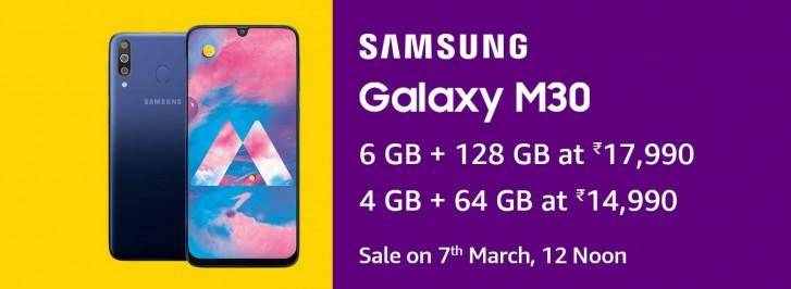 三星Galaxy M30将于3月7日在印度亚马逊售卖