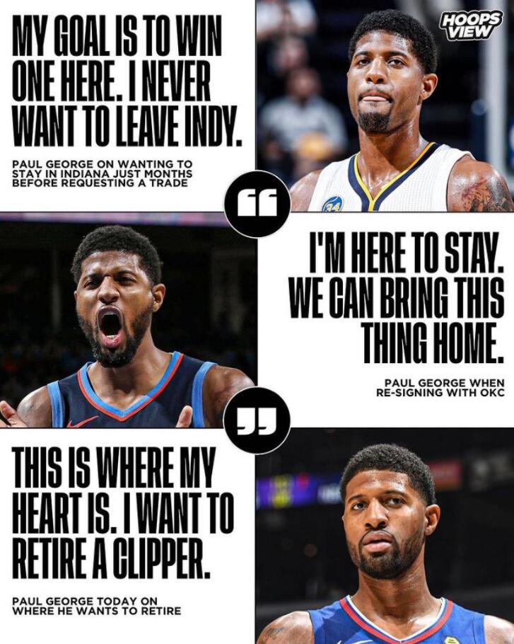 再一次向母隊表忠心，但喬治的話可信度不高，這番話他已經說了三次…-黑特籃球-NBA新聞影音圖片分享社區