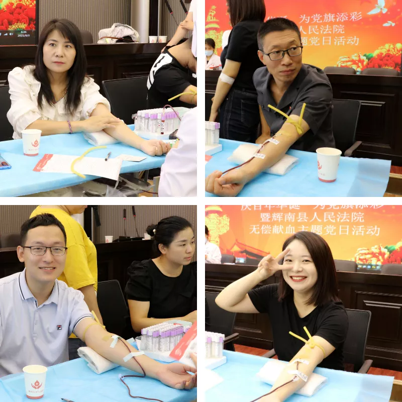 庆百年华诞 为党旗添彩—辉南县人民法院开展无偿献血主题党日活动