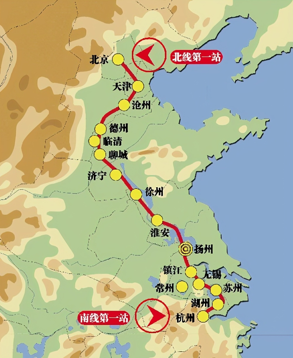 大运河线路图手绘图片