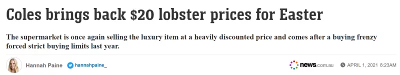 250吨澳洲龙虾流向市场，澳洲超市20澳元/只超低价仍卖不完