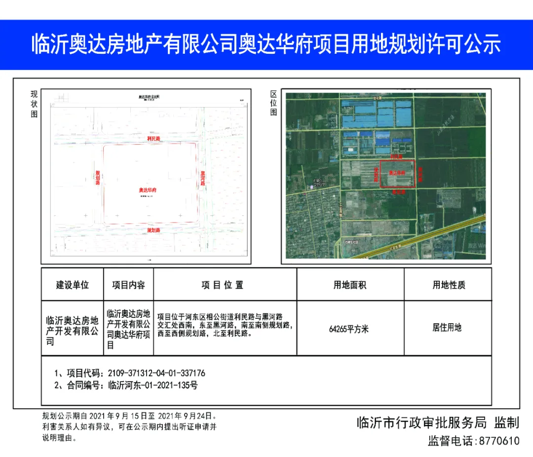 涉及兰山、河东、罗庄，临沂这些项目用地规划公示