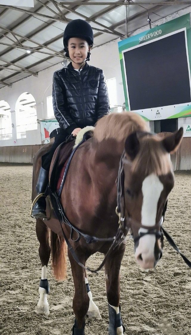 好爸爸！赵文卓国庆陪儿女骑马，子龙和妹妹马背上手拉手超有爱