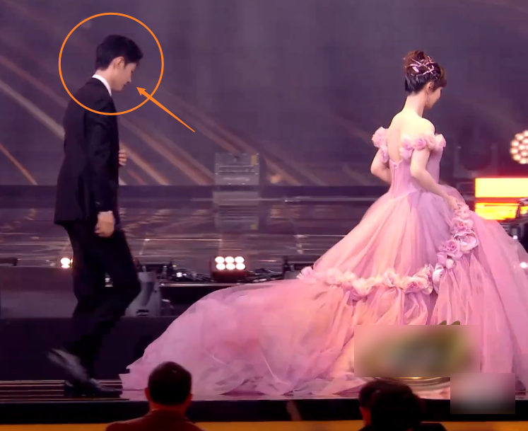 杨紫裙摆太大上台不方便，有谁注意肖战的举动
