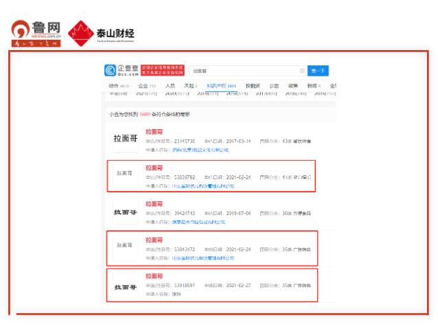 “拉面哥”商标被山东济南一餐饮企业抢注