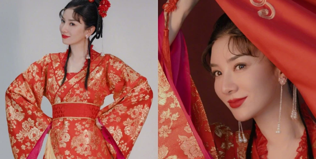 Yellow Yi emersion " Li Yuhu " the appearance of an actor, wear red marry the garment lifts the modelling that cover a head to exceed the United States, netizen: 