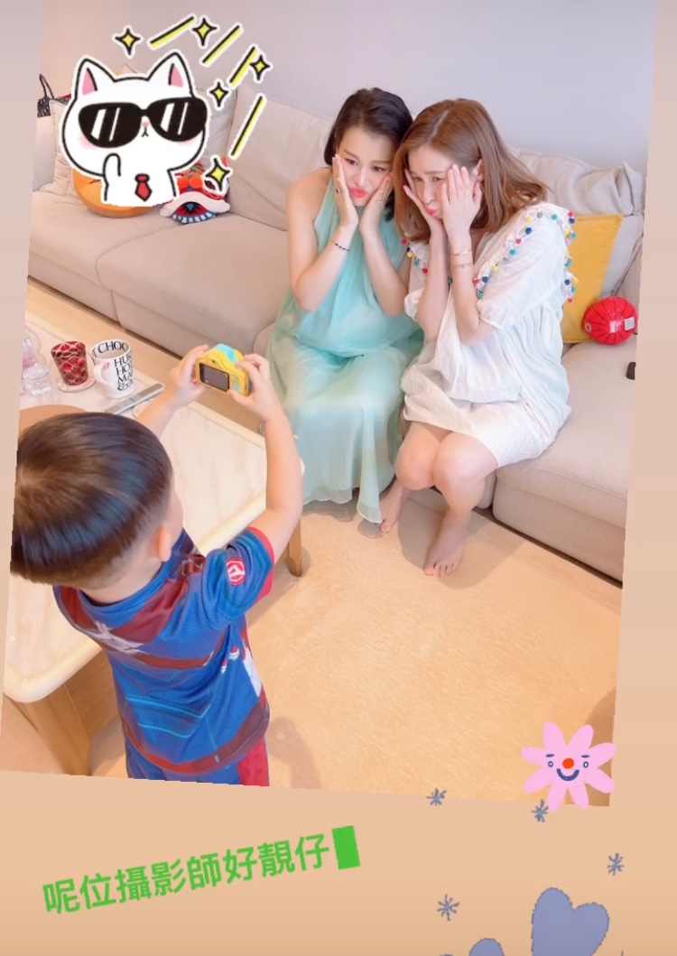 胡杏兒沈卓盈挺孕肚聚會，倆孕媽同框超養眼，奕霆當攝影師幫拍照