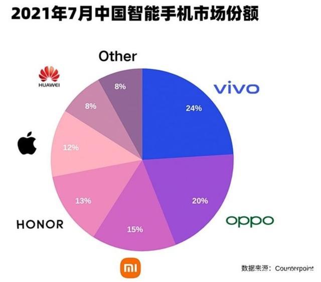 国内手机市场份额，vivo成最大赢家，苹果笑傲高端市场
