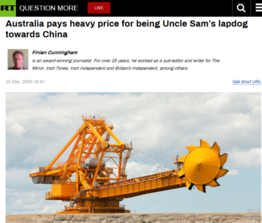俄媒：因愚蠢式傲慢，澳大利亞是中澳貿易的唯一輸家