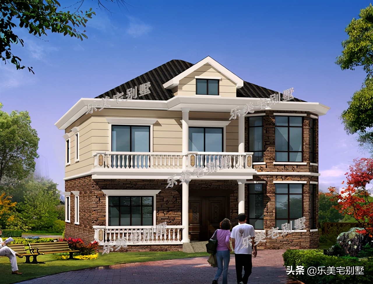 造价在25-30万内精美二层农村别墅设计图 - 乐美宅别墅网