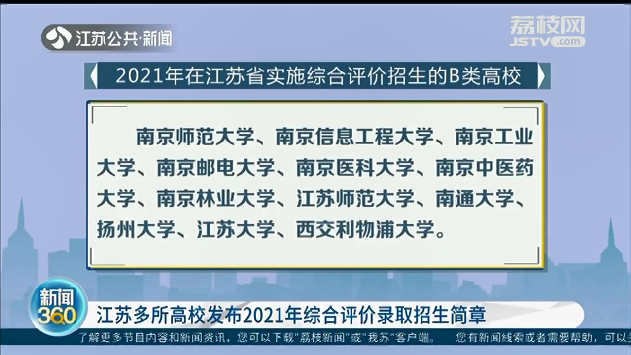 江苏多所高校发布2021年综合评价录取招生简章