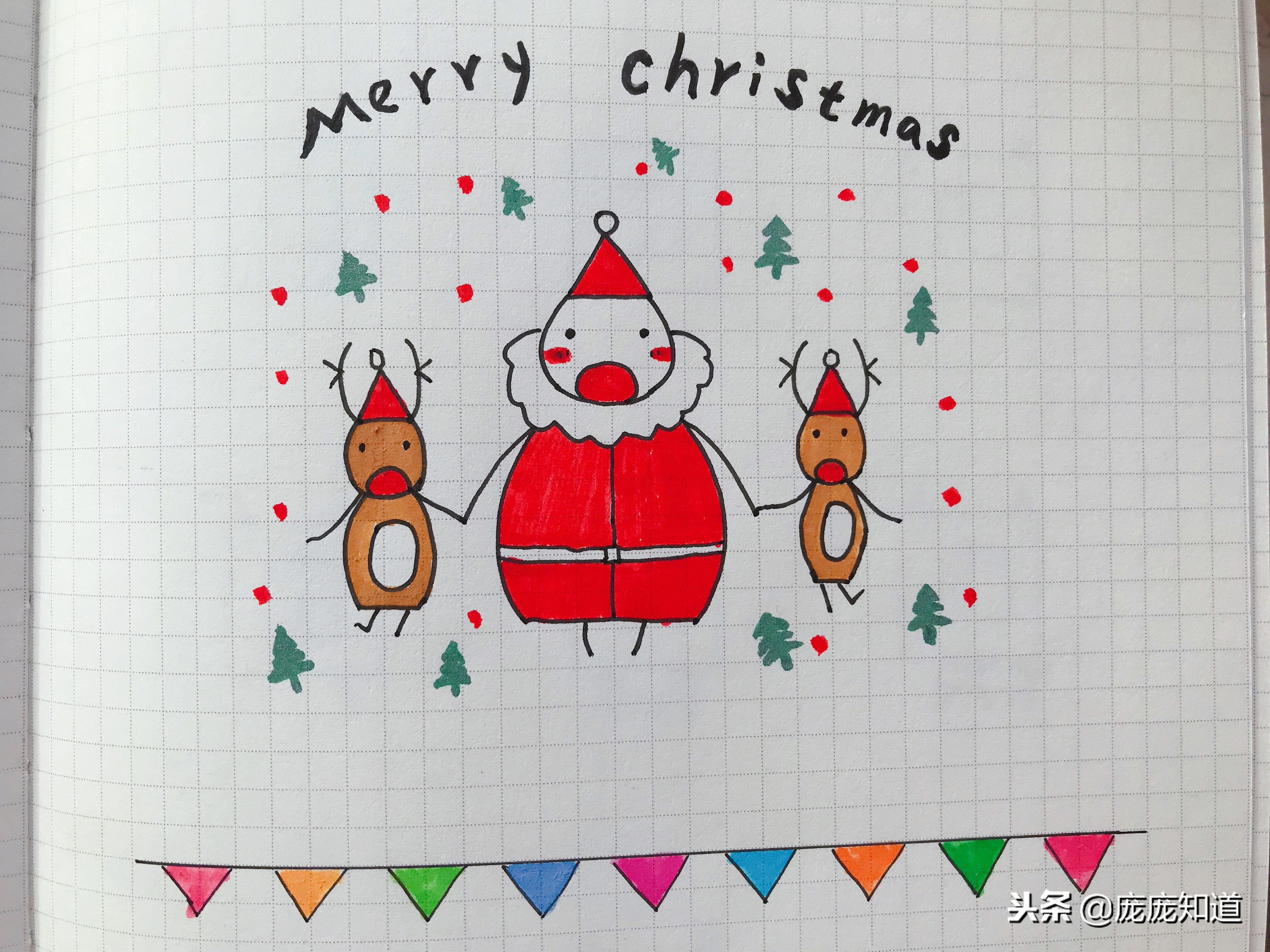 圣诞节主题简笔画手绘贺卡设计模板 Set of Christmas card illustrations – 设计小咖