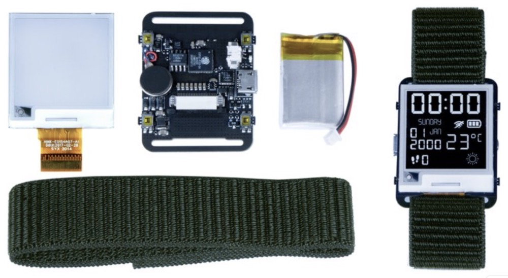这块DIY墨水屏手表外观可盐可甜，无线蓝牙计步闹钟一应俱全 | 开源