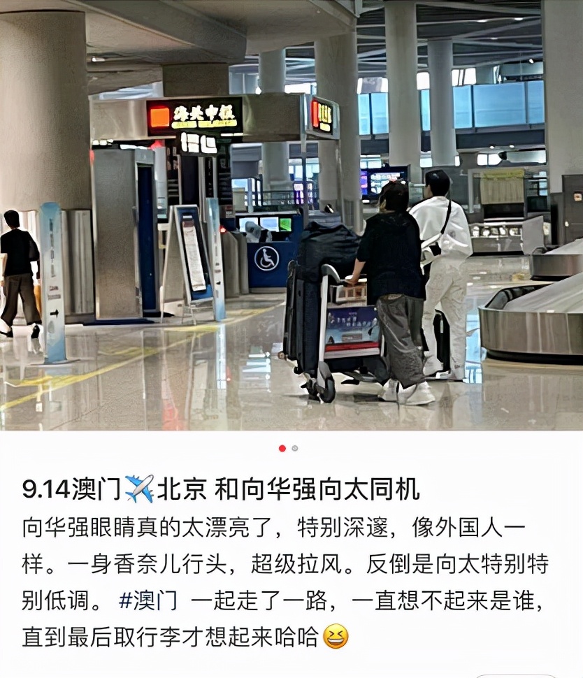 ​向太夫妇被偶遇，向华强一身名牌超时尚，坐头等舱飞北京看孙女