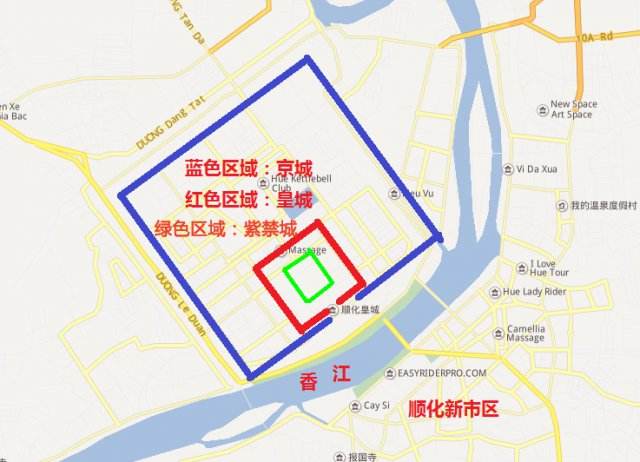 越南顺化京城与中国北京城类似：方向并不是坐