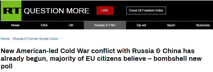 歐盟公民直言“美中俄新冷戰已開始”，專家：俄羅斯提前鎖定勝局
