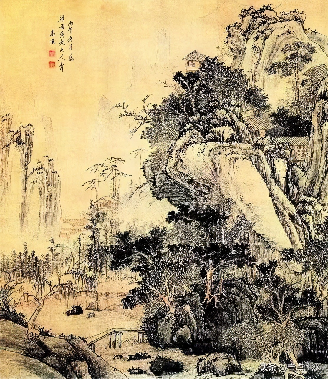 廊桥山水图-04-佚名_清代_国画_历代国画艺术长廊