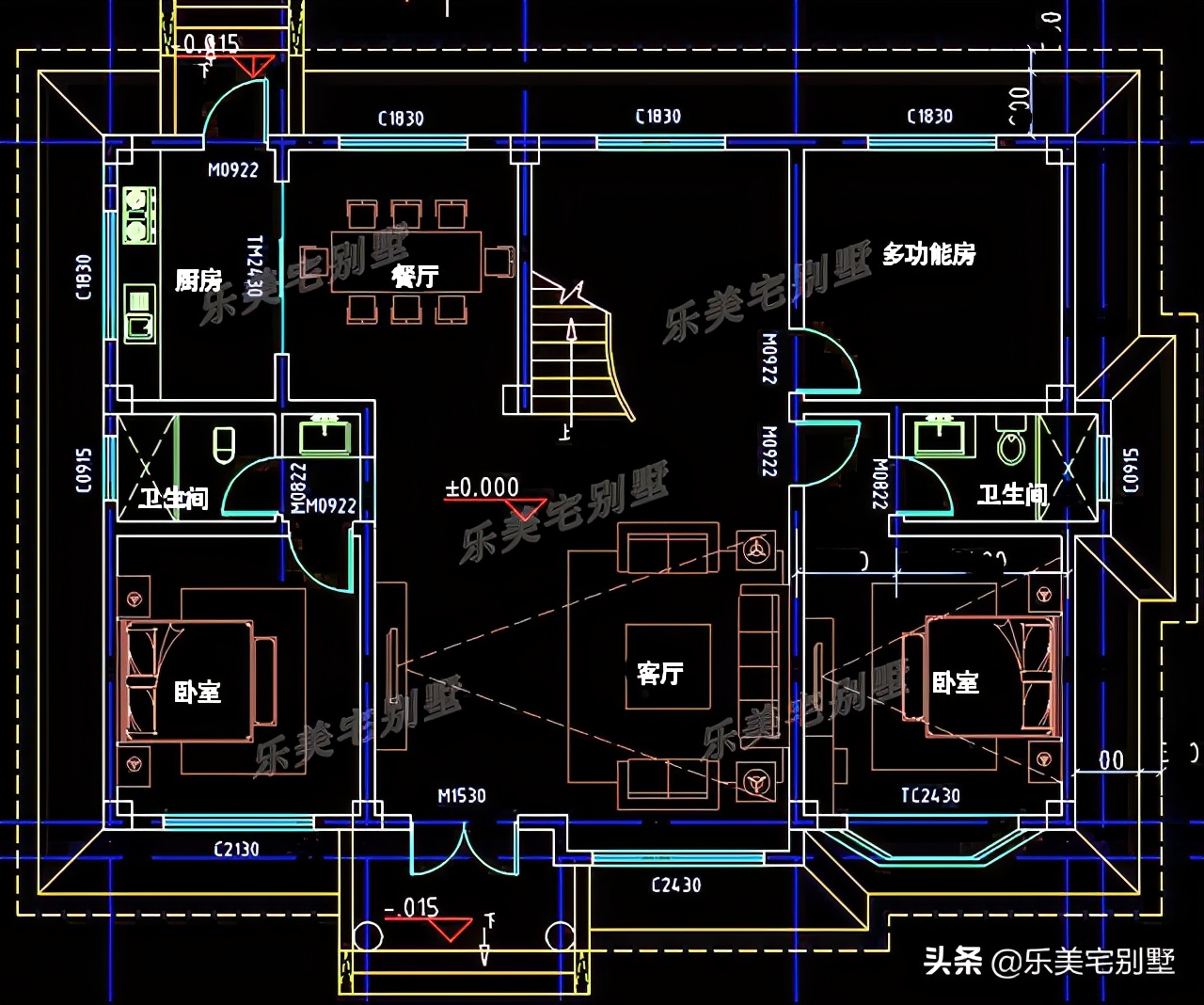 5款二層別墅設計圖80130平米鄉村建房的主流