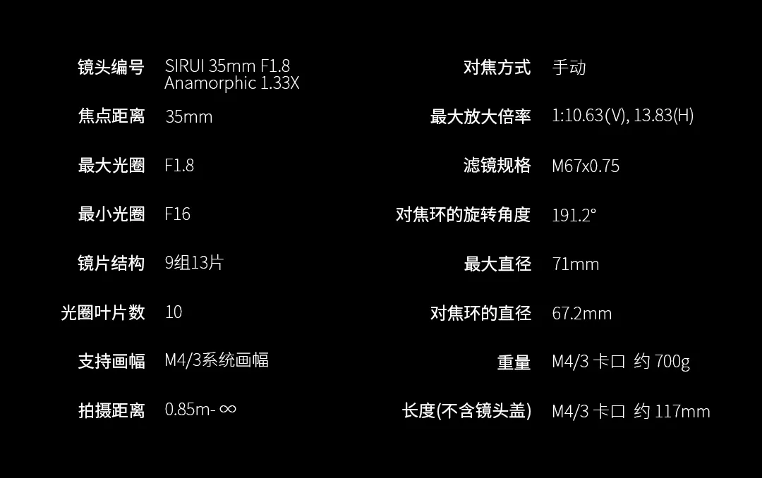 正式发布！思锐35mm/F1.8 1.33X宽银幕变形镜头