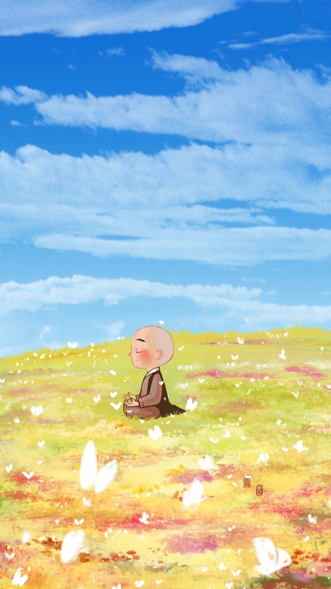 壹禅画呆萌小和尚