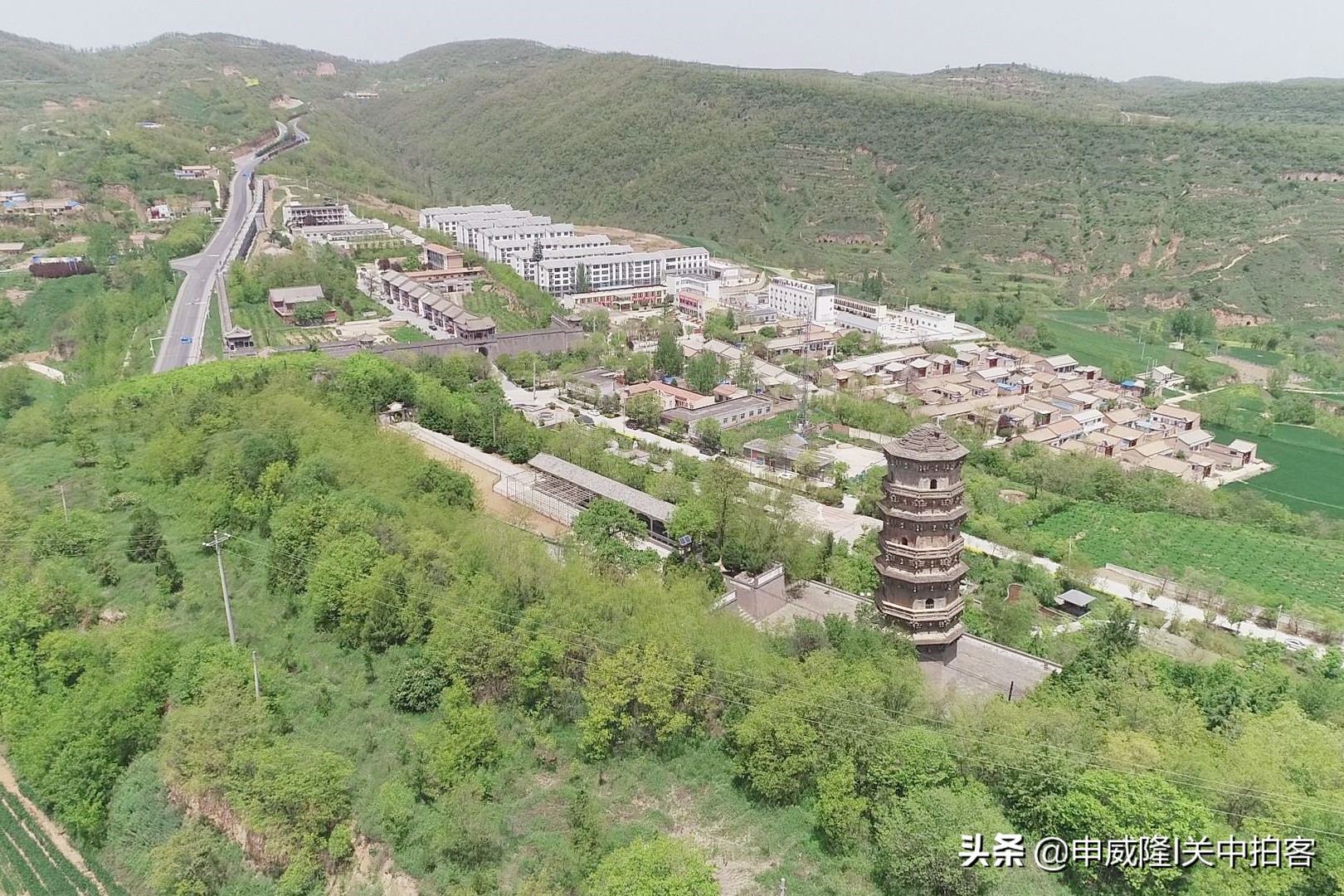 永平古镇：航拍北宋武陵寺塔（永寿旧县城古塔）