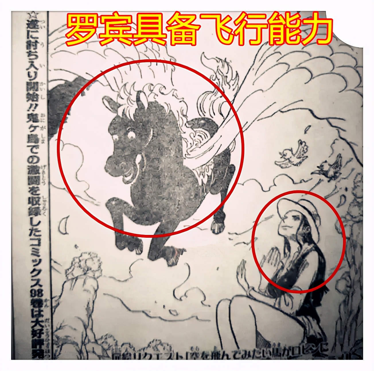 海賊王1008話，大蛇向凱多開戰並破壞基地，羅賓具備飛行能力