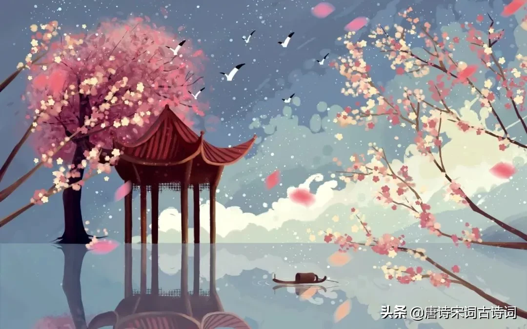 关于桃花的古诗名句:竹外桃花三两枝，春江水暖鸭先知图片