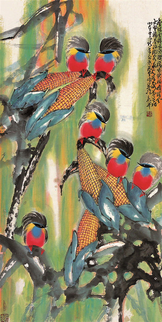 中国当代名家画集—开宗立派，独领风骚！京开现代彩墨花鸟《五》