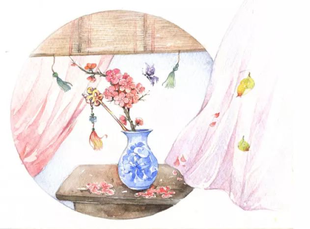古风美物插画 | 裁为合欢扇，团团似明月