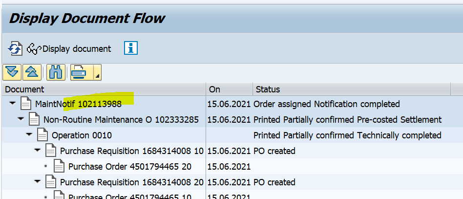 SAP PM初级系列15 - IW33事务代码里查看维修工单对应的维修通知单