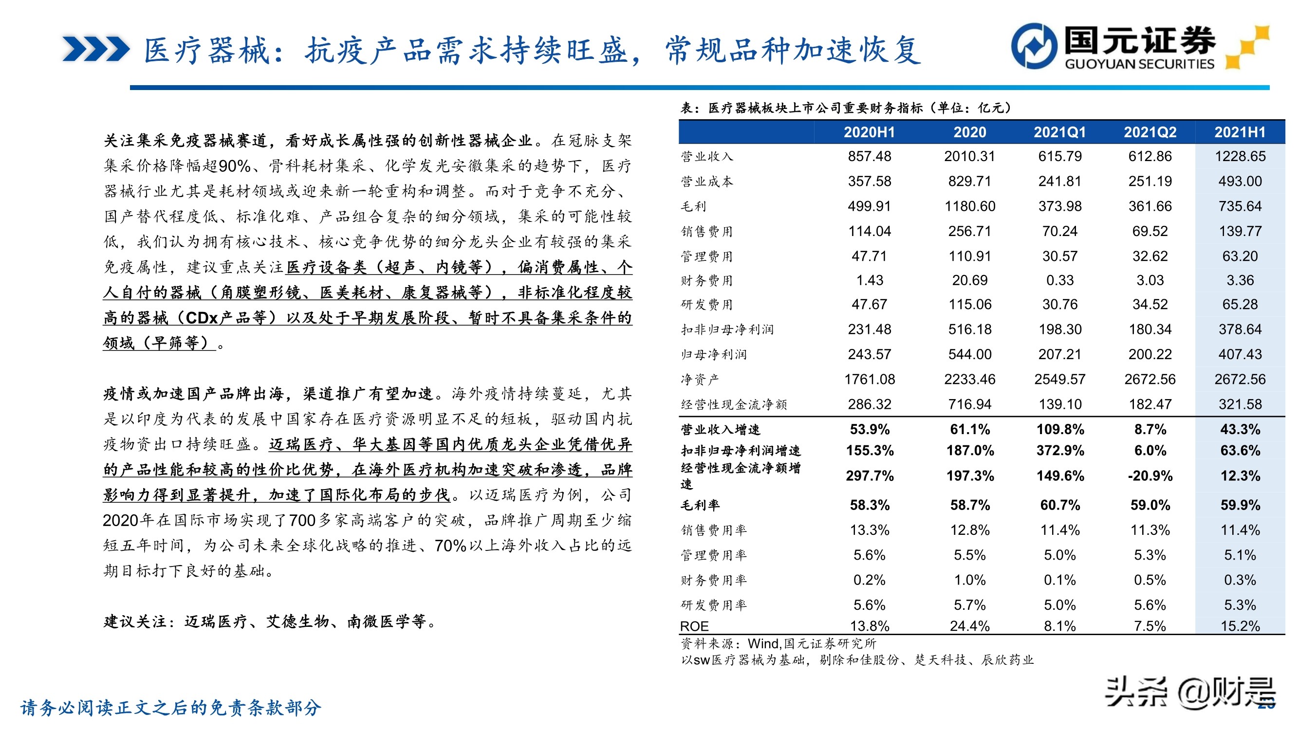医药行业中报总结：后疫情时代恢复性增长，高景气赛道仍是主线
