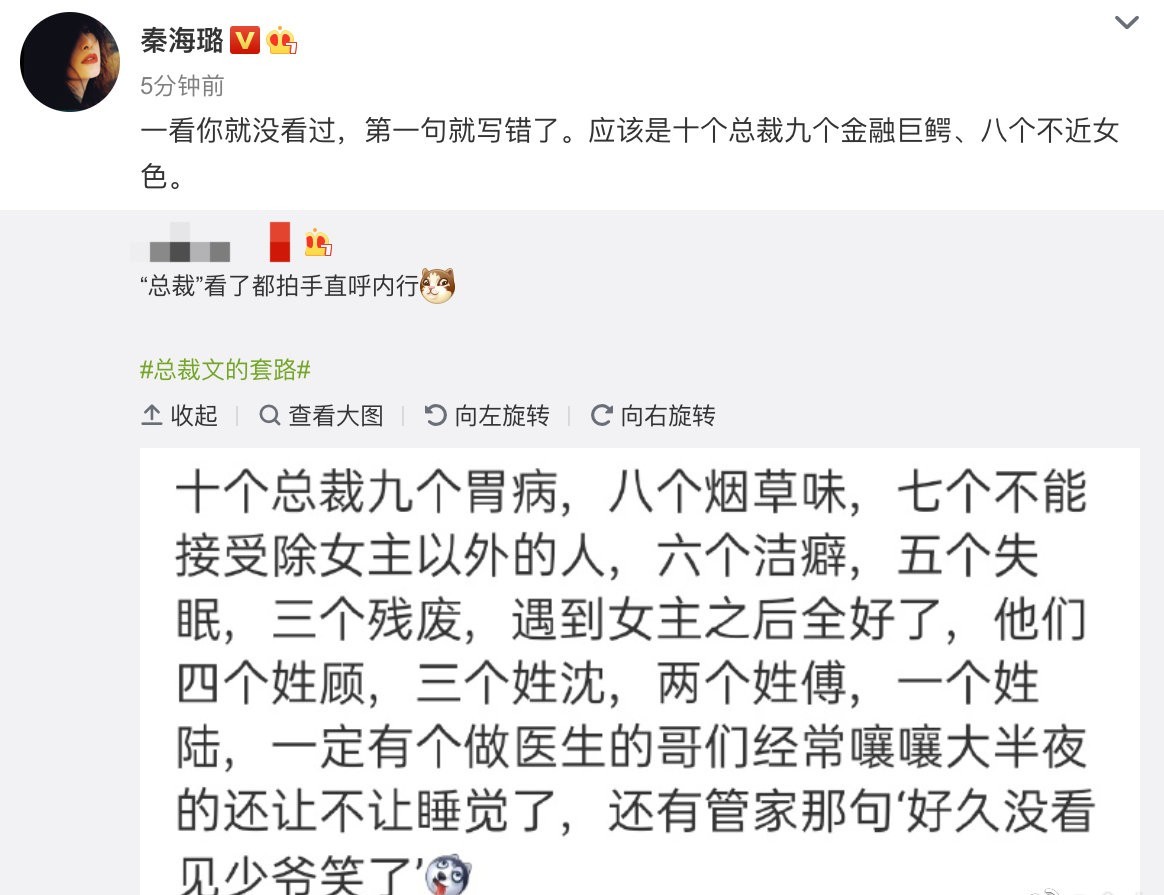 秦海璐总结总裁文套路，“总裁”看了，直呼内行！