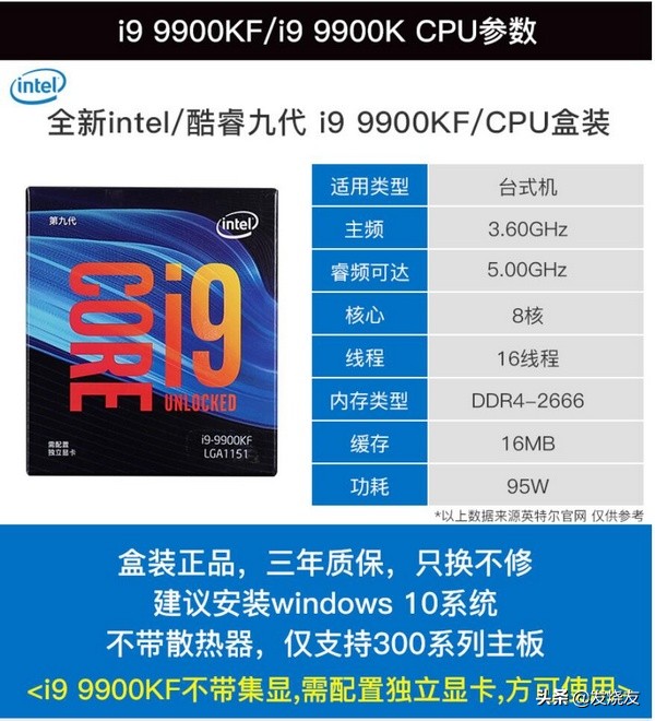 intelI9-9900KF提早发售，比最新版本划算，CPU超频高些