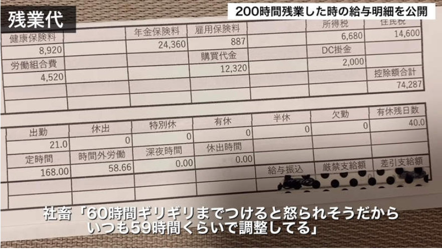 一個月加班200小時？看完日本社畜小哥的工資條，網友驚呆了