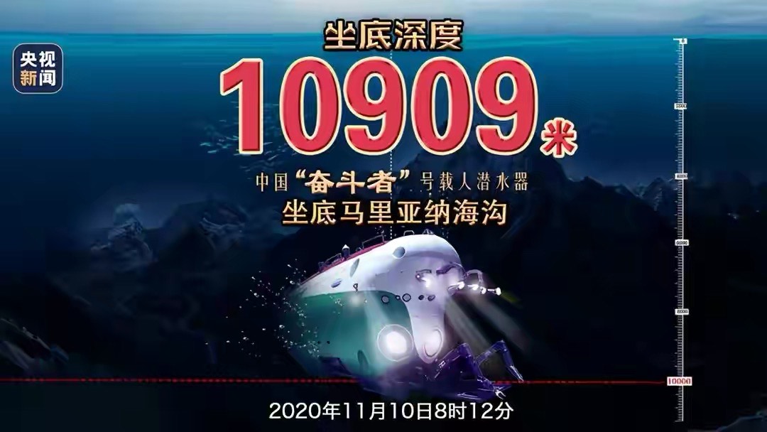 万米海底：妙不可言！中国奋斗者号坐底马里亚纳海沟10909米