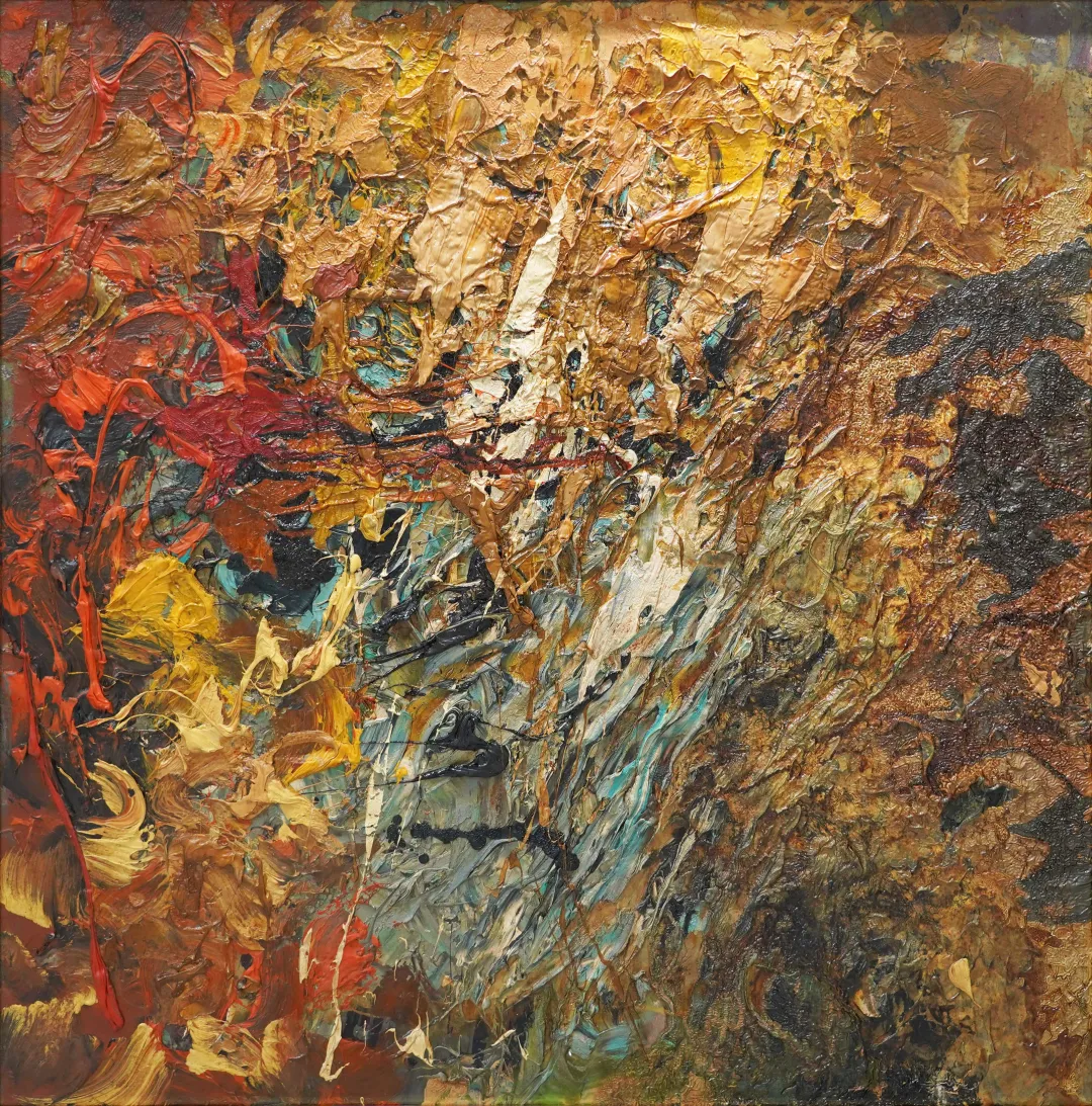 布面油画 b149 | 100×100cm吴训木的作品用色彩的厚涂,构建一个心灵